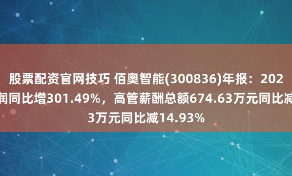 股票配资官网技巧 佰奥智能(300836)年报：2024年净利润同比增301.49%，高管薪酬总额674.63万元同比减14.93%